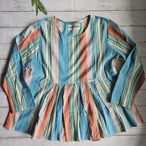 Little Journeys Chicago Peplum Striped Top Size‎ L